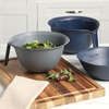image:imageOster Bluemarine 3 Piece PP Stackable SpaceSaving Colander and Mixing Bowl SetBlueGrey 3pc Set