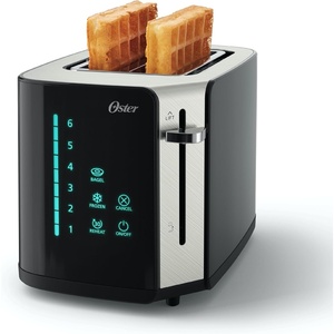 image:imageOster 2Slice Touchscreen Toaster Digital Countdown Timer 6 Shade Settings Easy Touch Technology BagelReheatFrozen Modes Stainless Steel2Slice