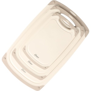 image:imageOster Bexhill 3Piece Cutting Board Set  98 13 amp 16 Plastic Chopping Boards with NonSlip Edges Nesting Design Dishwasher Safe