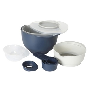 image:imageOster Bluemarine 3 Piece PP Stackable SpaceSaving Colander and Mixing Bowl SetBlue 12pc Set