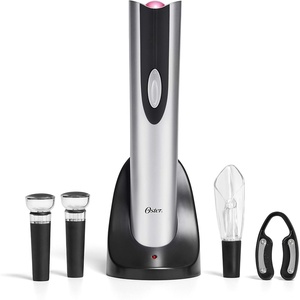 image:imageOster Cordless Electric Wine Bottle Opener with Foil Cutter SilverBlack